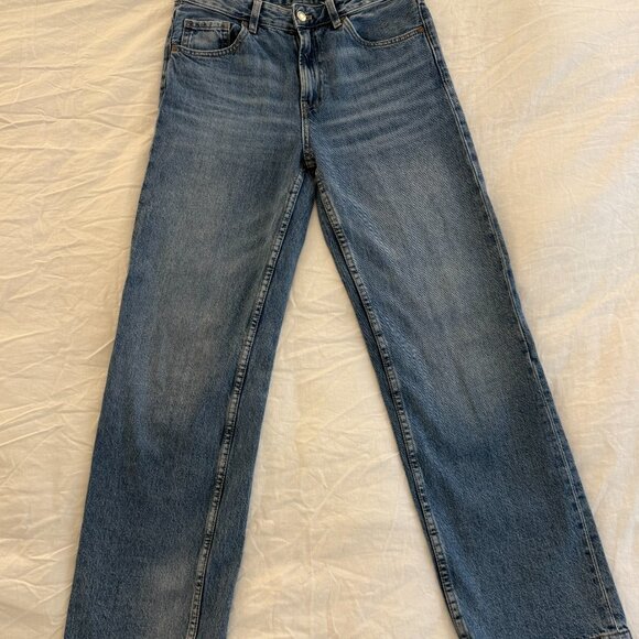 Mango Miami Medium Rise Straight Fit Jeans US Size 4 in Medium Blue - Picture 3 of 5